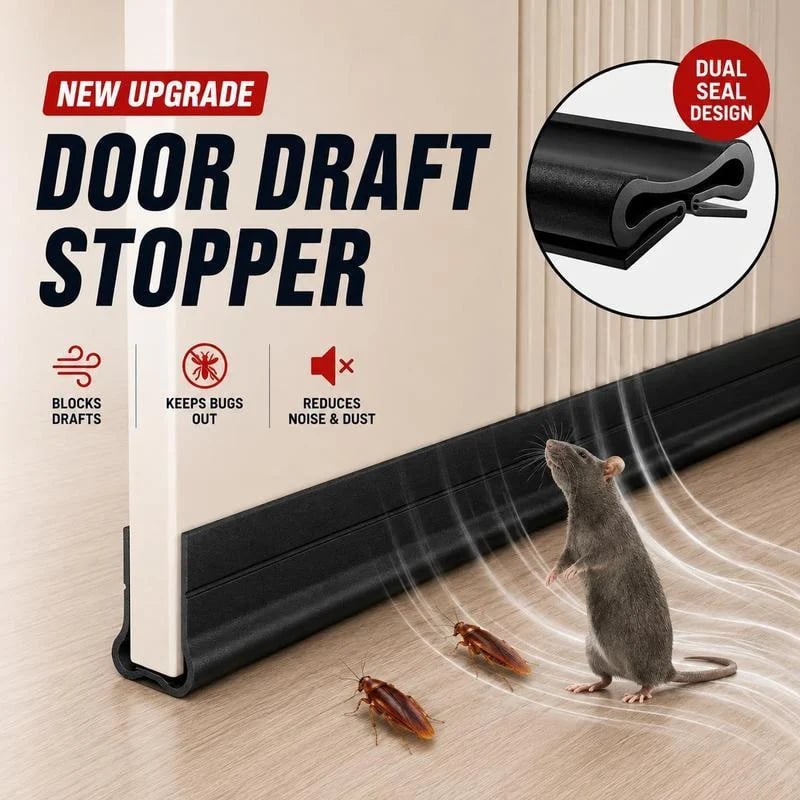 🚪 Triple-Seal Door Draft Stopper – Self-Adhesive Noise & Bug Barrier
