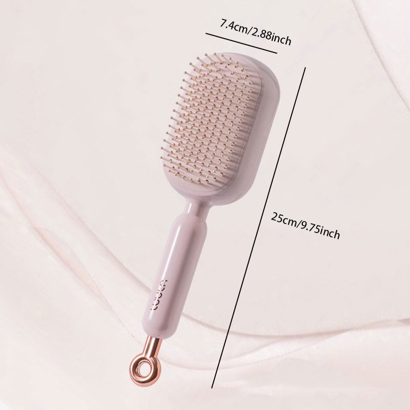 Retractable Cushion Hairbrush 💗 – Pink Scalp Massage Comb