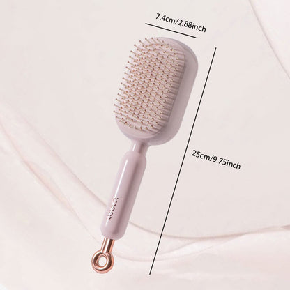 Retractable Cushion Hairbrush 💗 – Pink Scalp Massage Comb
