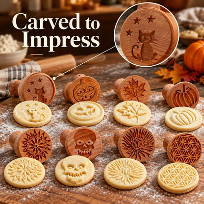 🎉Patterned Wood Cookie Embosser | Seasonal Party & Gift Cookie Prep