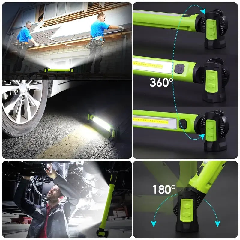 🔥 Red Magnetic LED Work Light, USB Rechargeable 2000mAh, Multi-Use Portable Lamp - 1 Pack 🔦