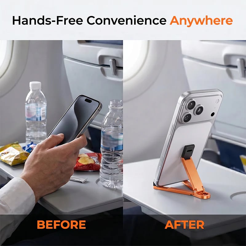 📱 Pocket-Size Aluminum Phone Stand Keychain – Foldable Desktop Holder, Orange, 1 Pack 🔑