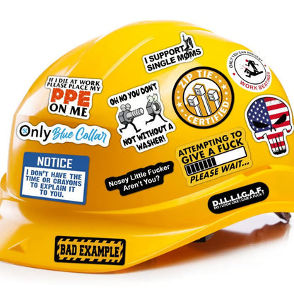 🔥 2026 Summer Sale – 150PCS Funny Blue Collar Hard Hat Stickers