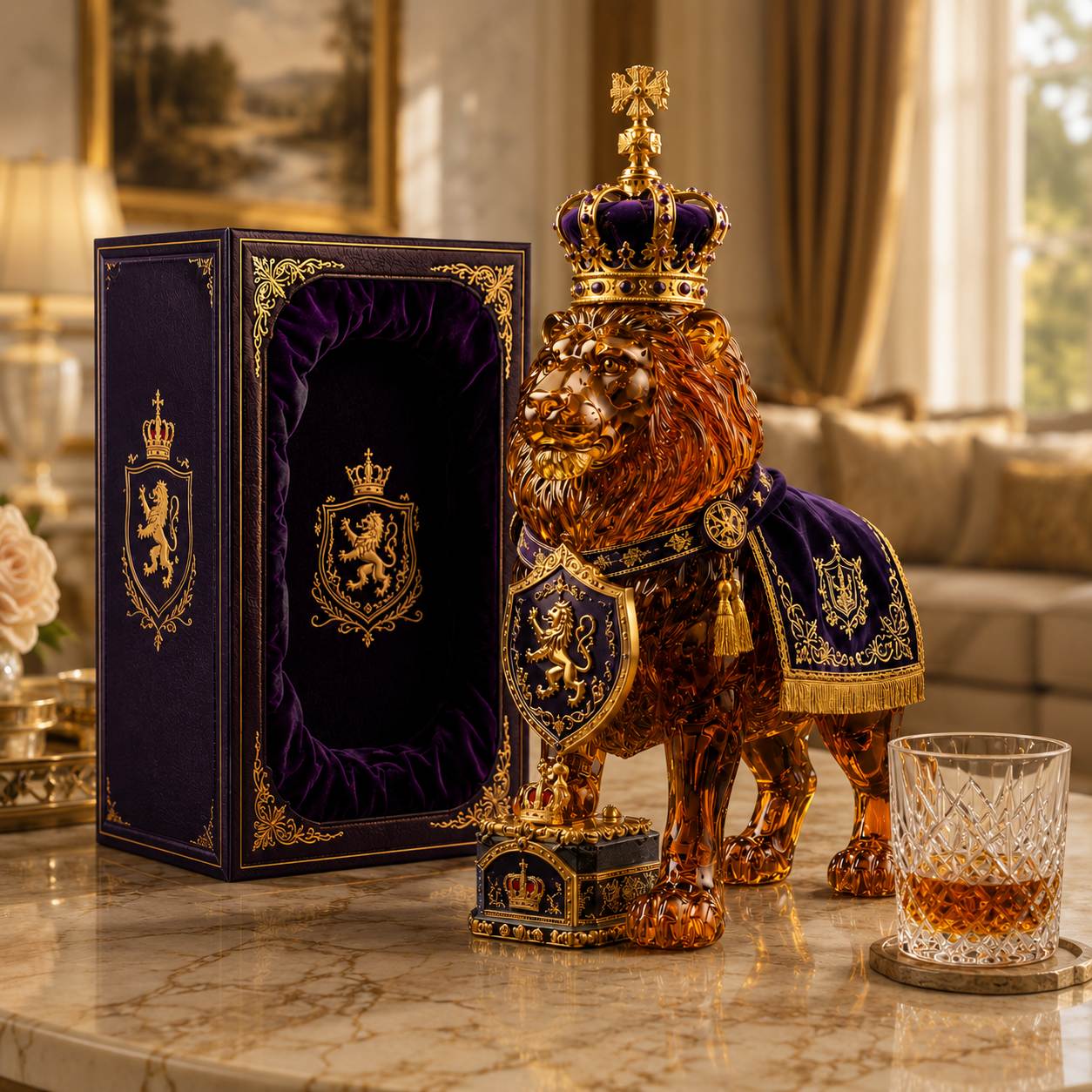 👑Crown 87th Anniversary Royal Lion Whiskey Bottle