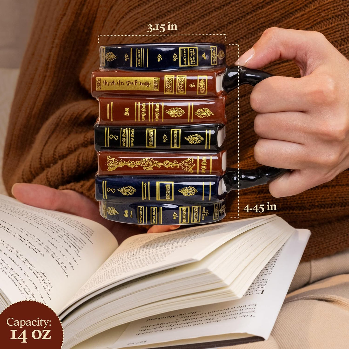 📚 3D Stacked Book Mug – Cozy Vintage Coffee Cup for Readers & Book Lovers