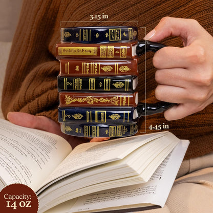 📚 3D Stacked Book Mug – Cozy Vintage Coffee Cup for Readers & Book Lovers