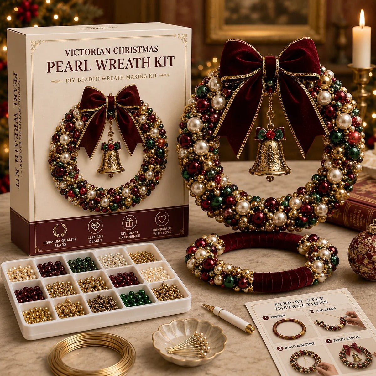 🎄✨ Plymagic DIY Christmas Wreath Pearl Art Kit🎁