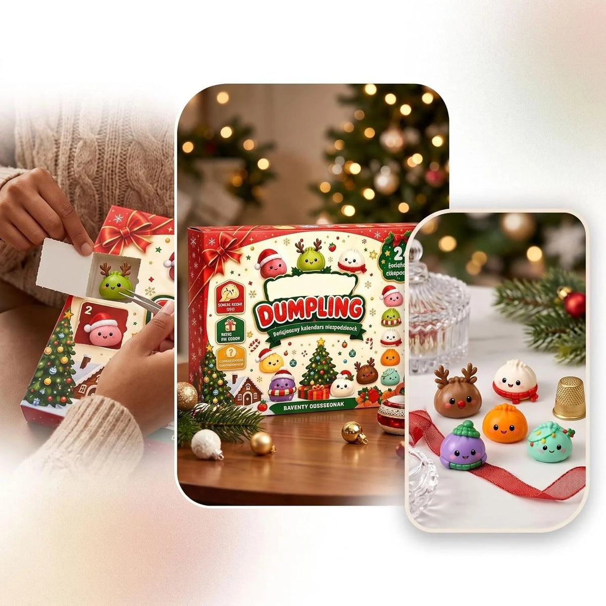🥟24-Day Holiday Countdown Box with Cute Dumpling Squishies 🎄