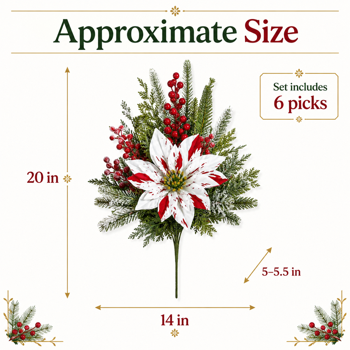 ❤️ Christmas Poinsettia Planter Inserts – Red & White Holiday Floral Picks