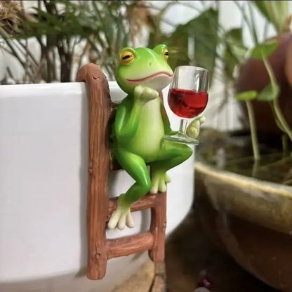 🐸Resin Frog Figurines Planter Decor - Whimsical Little Cute Frog Statue for Plant Pot