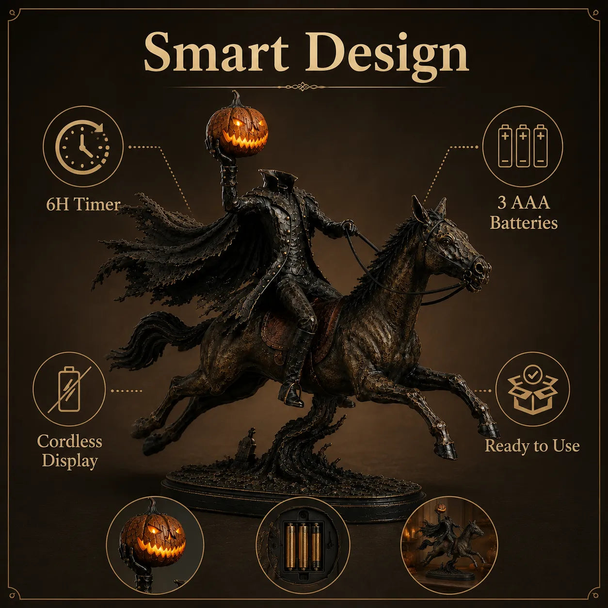 🎃🏇Midnight Chase Headless Horseman Statue | Awaken the Legend of the Hollow(✨Same as the video)