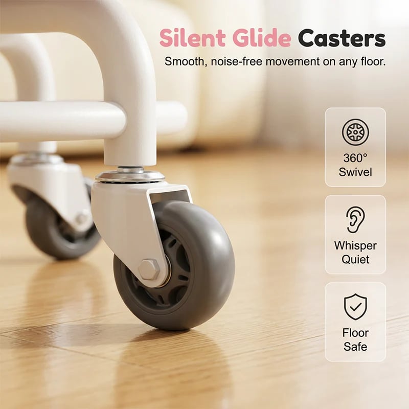 🛠️Ergonomic Rolling Work Stool with Back Support, Plush Seat & Whisper-Quiet Wheels ✨