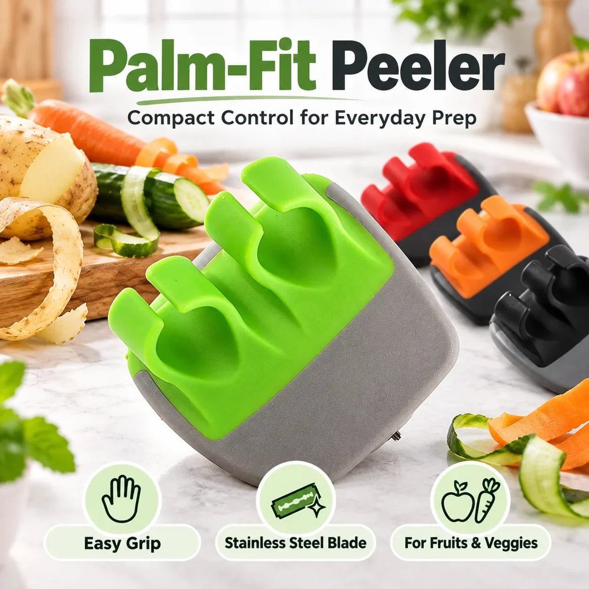 2-Piece Palm Vegetable Peeler 🥔 – Soft-Grip Fruit & Veggie Tool
