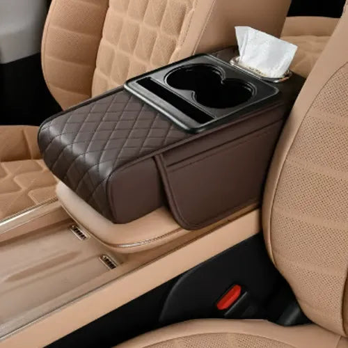 Black PU Leather Center Console Armrest Pad – Sleek Multipurpose Protection 🚗