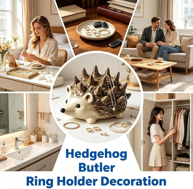 Close-up detail of the hedgehog organizer design