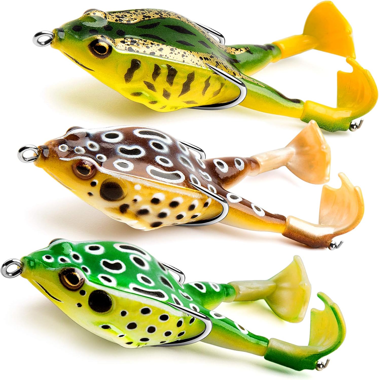 🔥 Save Over 50% Today! 🐸 Mixed-Color Weedless Frog Lures with 360° Propeller Feet
