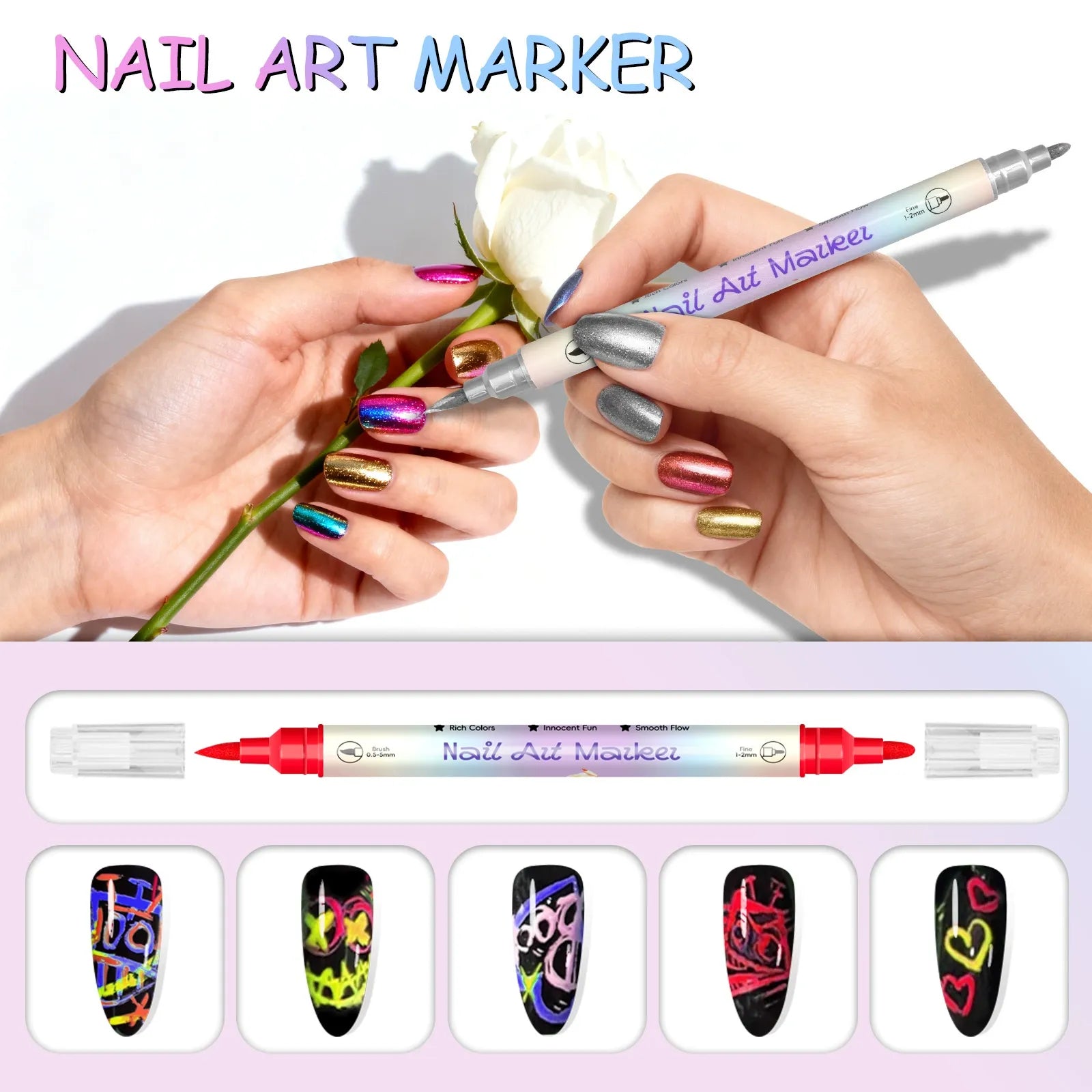 12/24 Colors Nail Art Pens – DIY 3D Markers for Drawing, Dotting & Manicure