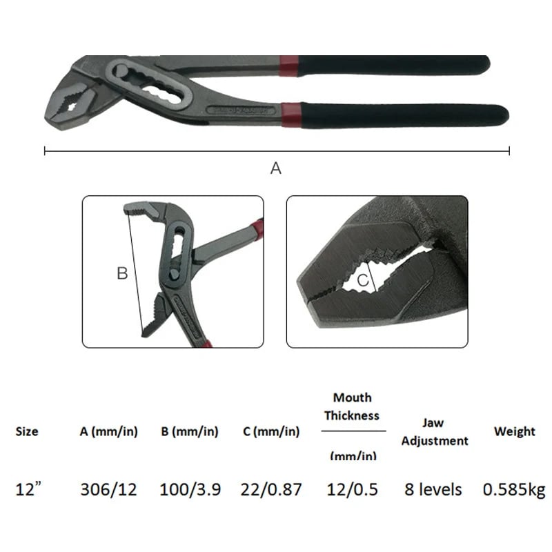 Adjustable Groove-Joint Pliers 🔧 – Heavy-Duty Water Pump Gripping Tool