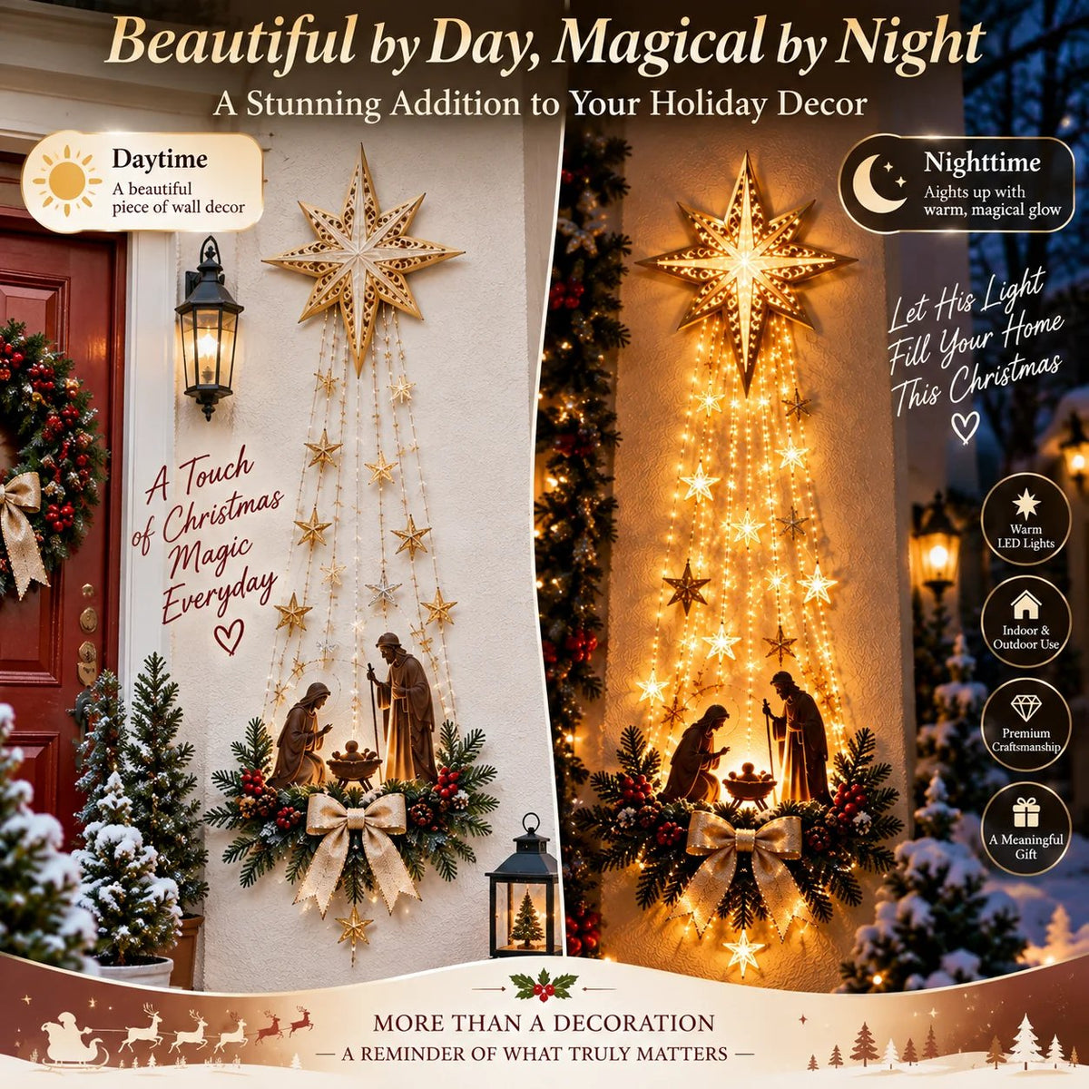 🔥Buy 2 Get 20% OFF🔥✝️ Bethlehem Star of Faith™ – Lighted Nativity Wall Decor✝️✝️