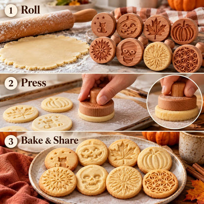 🎉Patterned Wood Cookie Embosser | Seasonal Party & Gift Cookie Prep