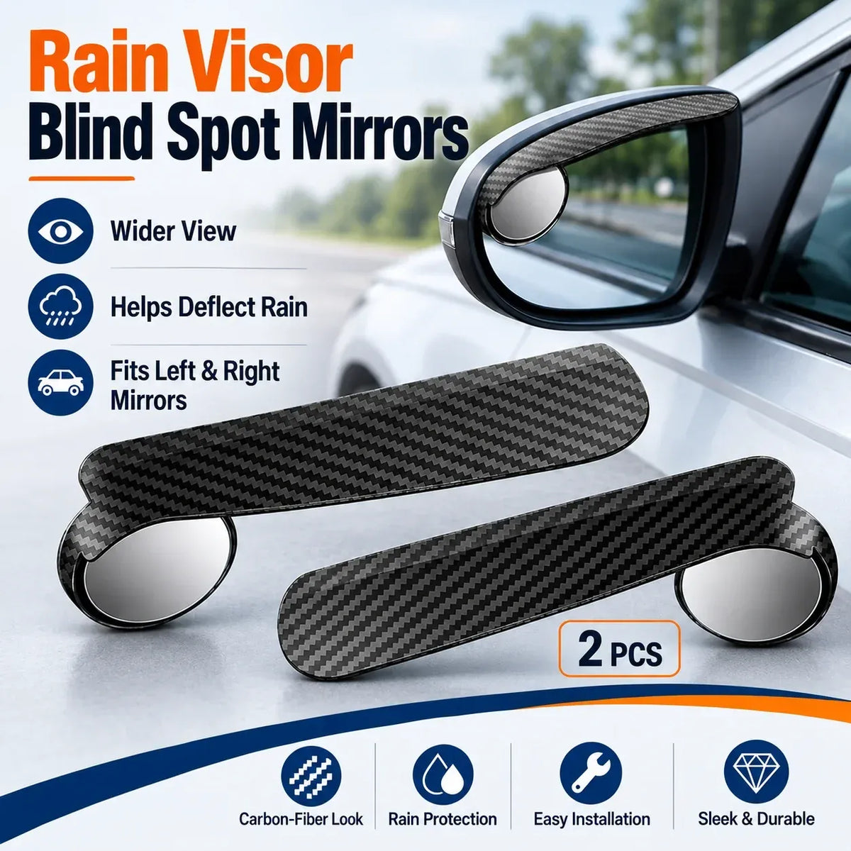 360° Adjustable Blind Spot Mirrors 🚗 – 2-Pack Wide-Angle View