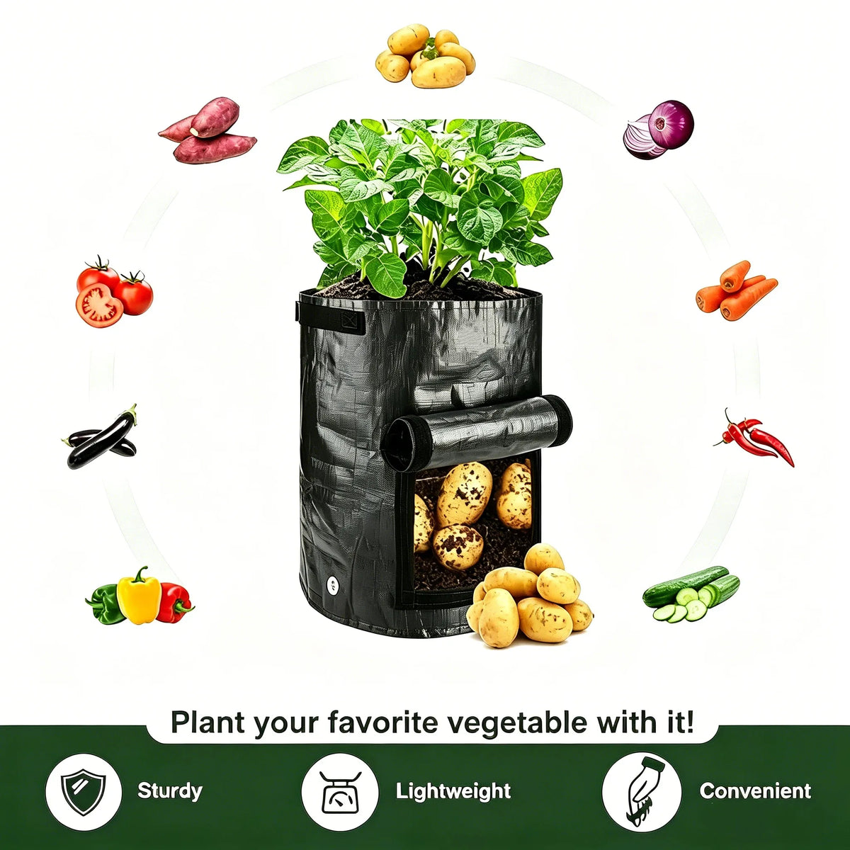 7-Gallon Plant Grow Bags with Easy Harvest Window, 2-Pack 🌱