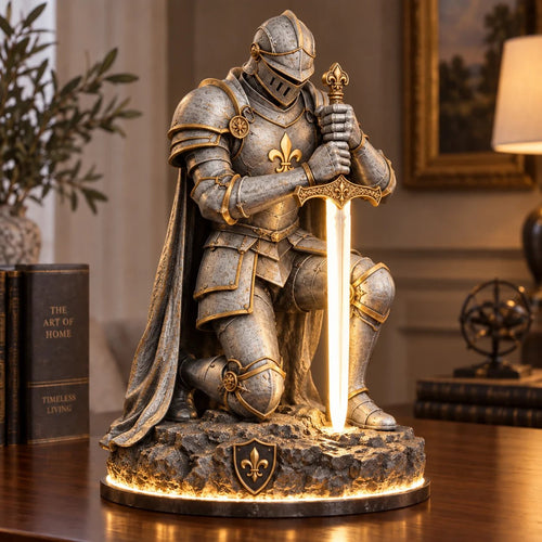 🎉👑🛡️ The King’s Last Guardian™ – Illuminated Knight Sculpture