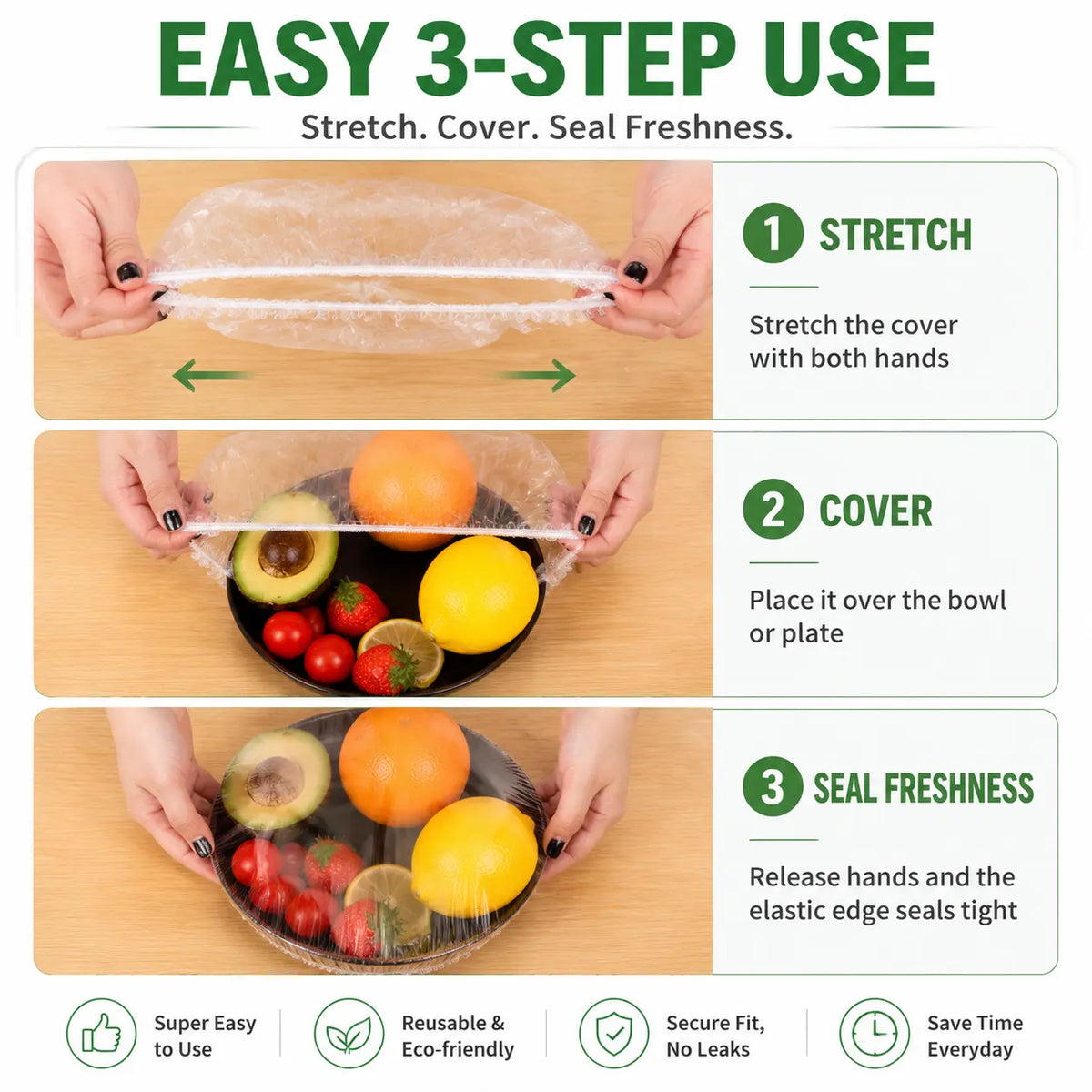 🍽️✨ 100PCS Stretch Food Covers – Quick, Easy & Mess-Free Freshness