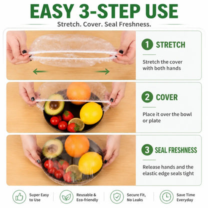 🍽️✨ 100PCS Stretch Food Covers – Quick, Easy & Mess-Free Freshness