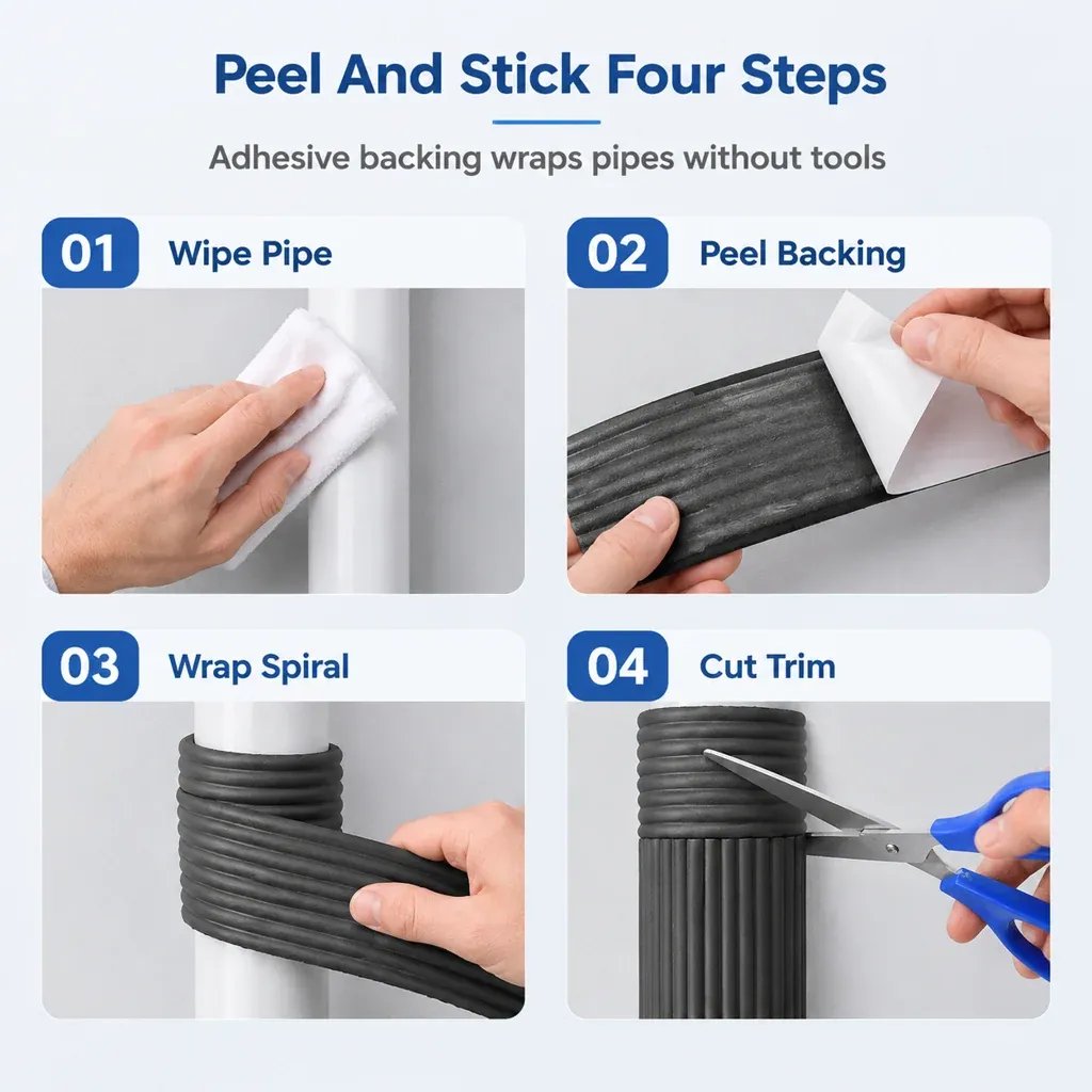 Winter Pipe Insulation Wrap ❄️ – Adhesive Foam for Outdoor Pipes