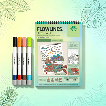 🌿  Guided Flow Art Coloring Pad with Double-Sided Markers 🎨