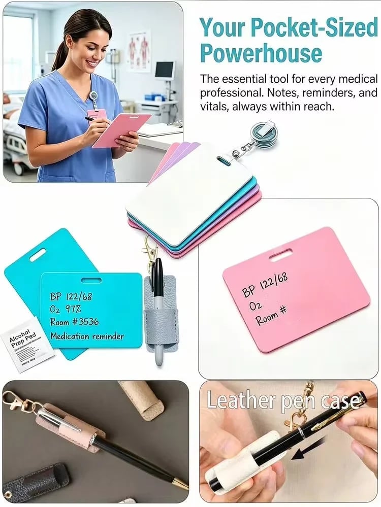 🩺📝 Erasable Badge Note – 🖊 Write, Wipe & Reuse with a Free Badge Clip