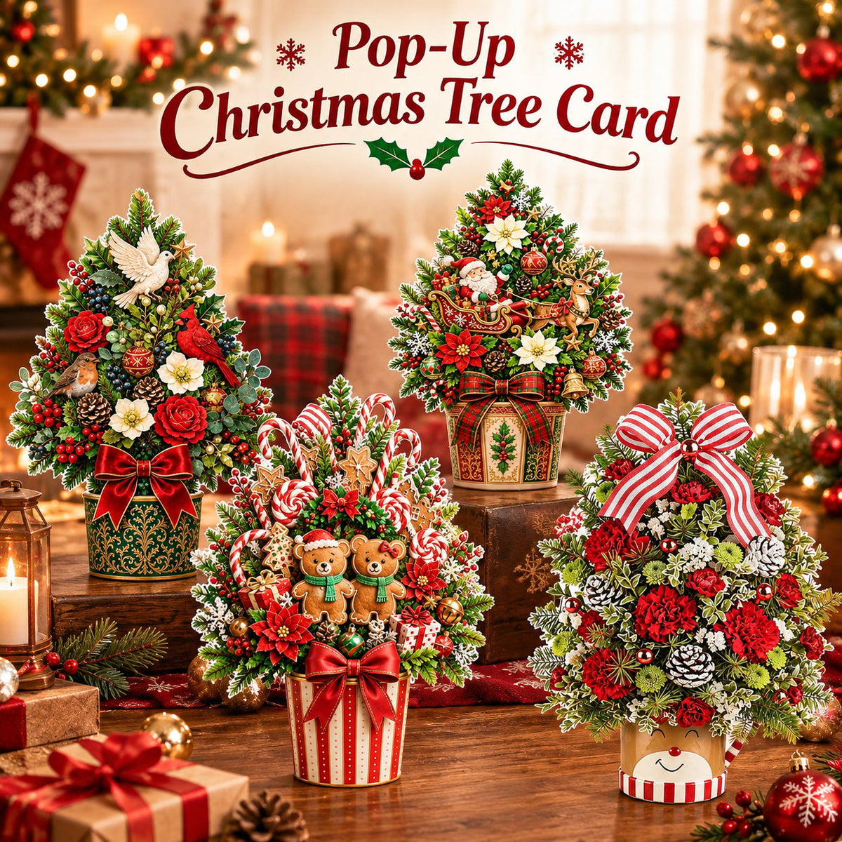 💯🌲 Pop-Up 3D Christmas Tree Card ✨ Turns Into Freestanding Festive Table Decor
