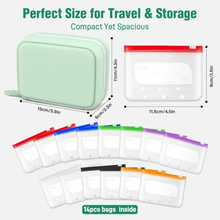 💊 A8 Waterproof Pill Organizer – Crush-Resistant 7–14 Day Storage Pouch