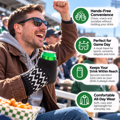 Game-Day Knit Can Cozy 🥤 – Hands-Free Wearable Drink Holder
