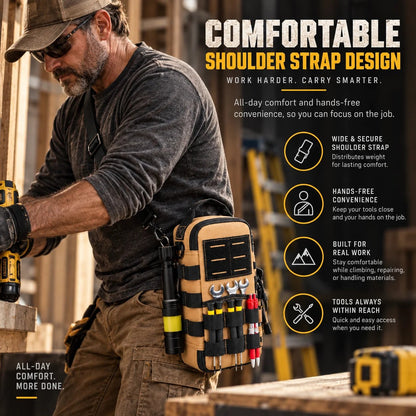 🛠️ Jobsite-Ready Waterproof Tool Carryall – Rugged Oxford Organizer with Multiple Pockets and Padded Shoulder Strap, Black