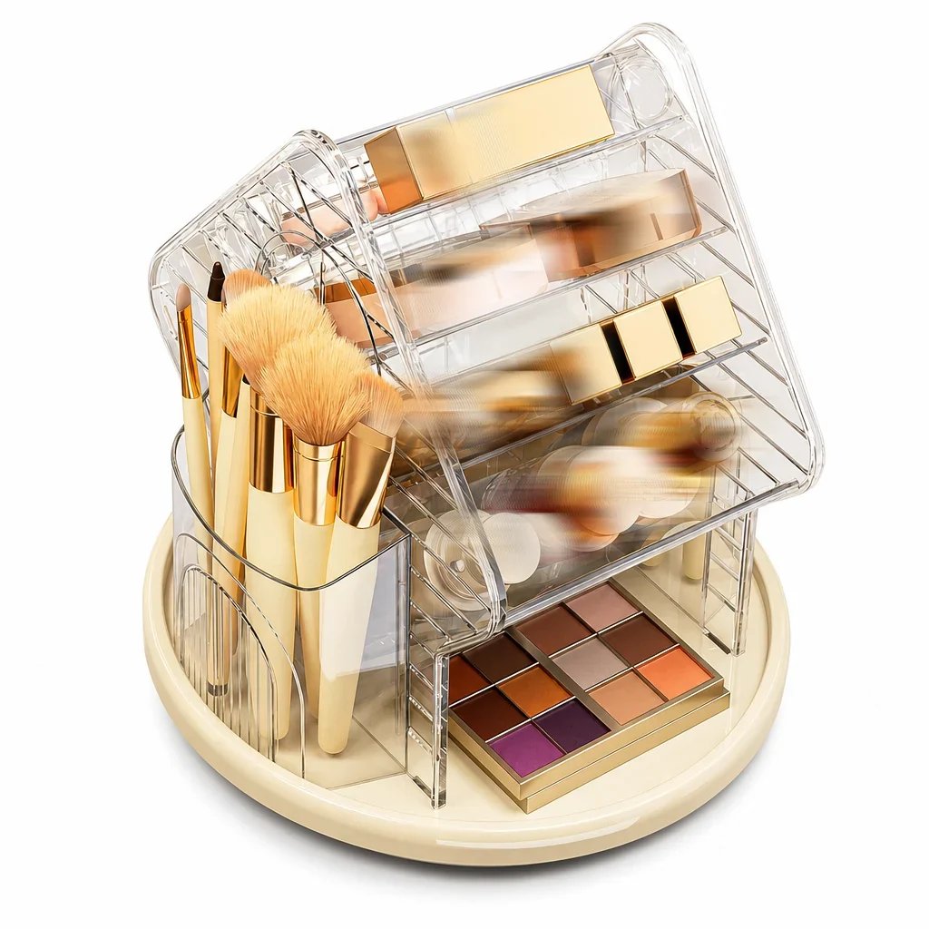 50% OFF 💄 Clear Spinning Makeup Organizer – 360° Vanity Storage | Style A