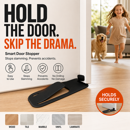 Hands-Free Door Stop 🚪 – Foot-Operated Floor Holder with No Drilling Required