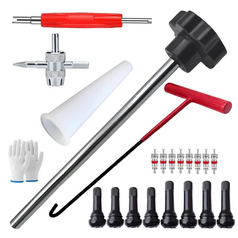 🛠️ 13-Piece Tire Valve Replacement Kit – Quick-Change Automotive Repair Tools