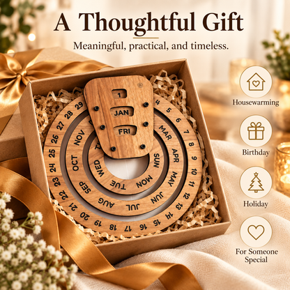 📅 Everlasting Wooden Calendar – Reusable Desk Organizer for Home or Office Decor