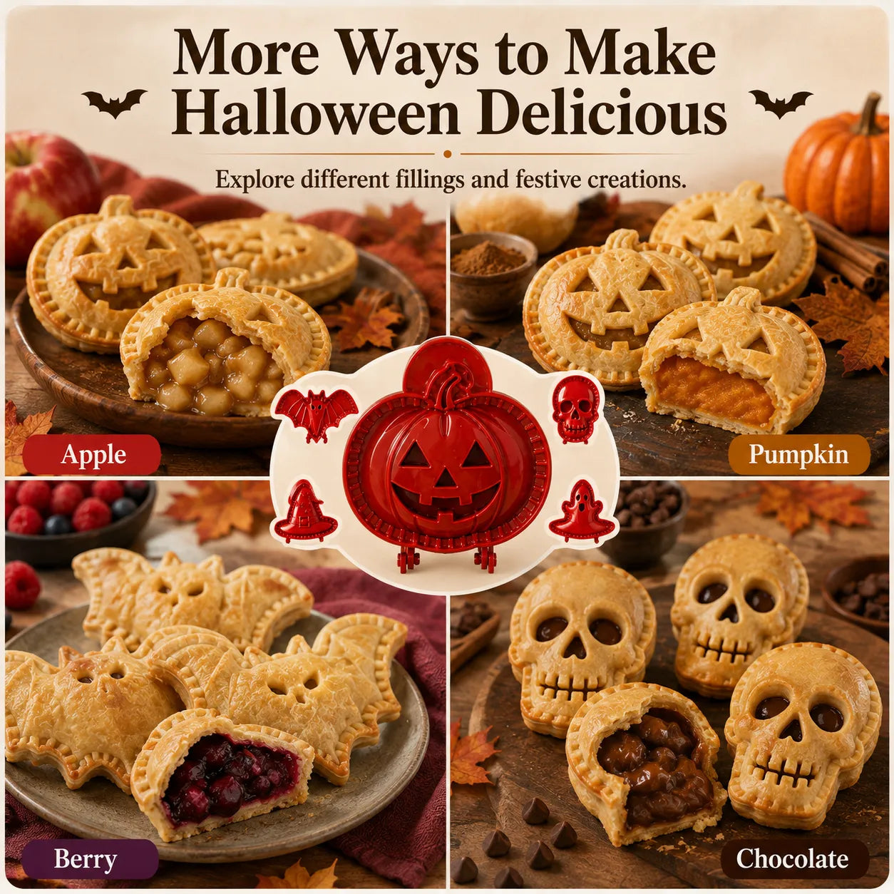 🎃 8-Piece Halloween Mini Hand Pie Mold Set✈️