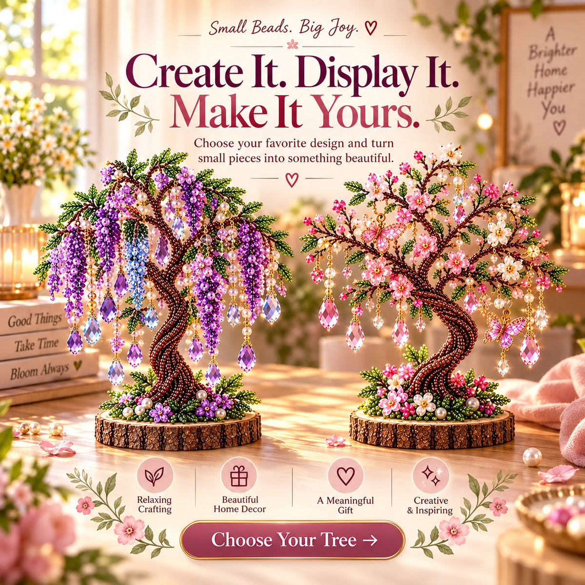 💎🌳 DIY Beaded Gem Tree Kit – Create Your Own Sparkling Crystal Tree Decor