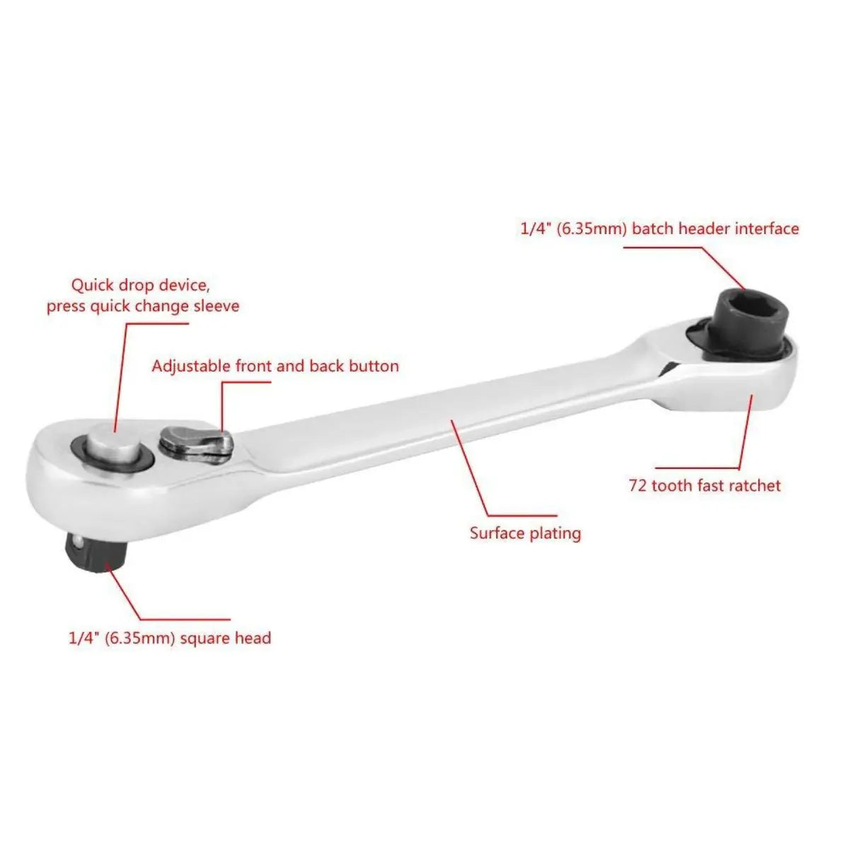 Mini Dual-Head Ratchet Wrench 🔩 – 1/4" Drive, 72-Tooth Precision