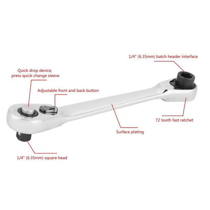Mini Dual-Head Ratchet Wrench 🔩 – 1/4" Drive, 72-Tooth Precision