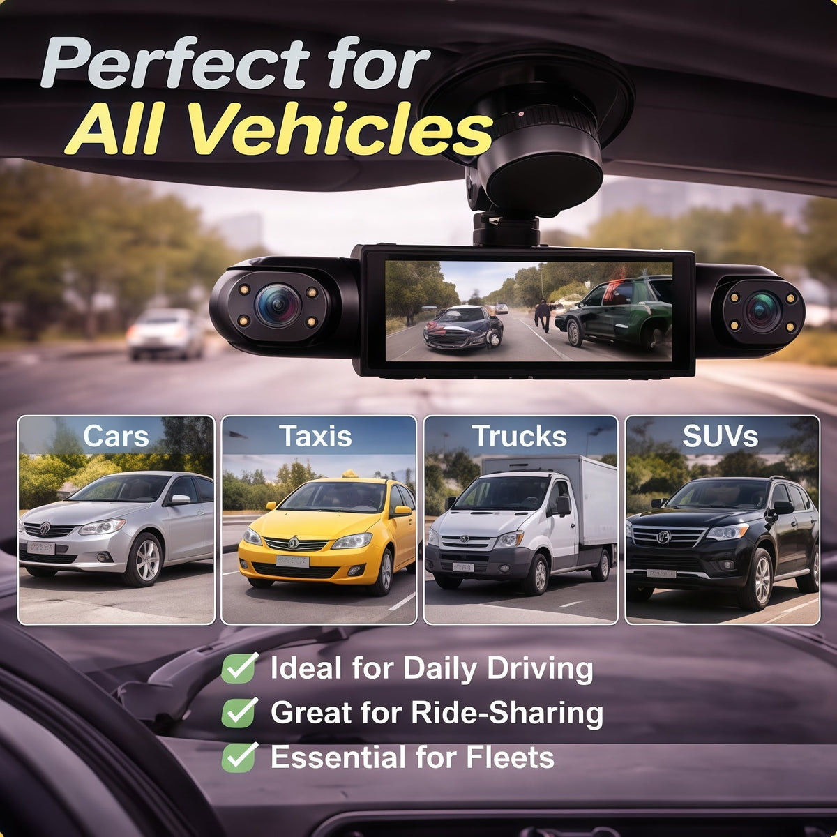 🚗 4-Camera Dash Cam System –📹 1080P Multi-Angle Driving Recorder