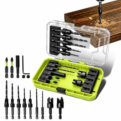 15-Piece Countersink Drill Set 🛠️ – 1/4" Hex Shank with Depth Stops
