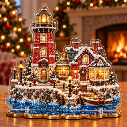 ✨ Premium Parel Kerstvuurtoren Diamond Painting-kunstset | Luxe, fluweelzacht canvas met krasbestendige, kleurvaste parelkralen – DIY-kerstdecoratie 🎅⛄️❄️