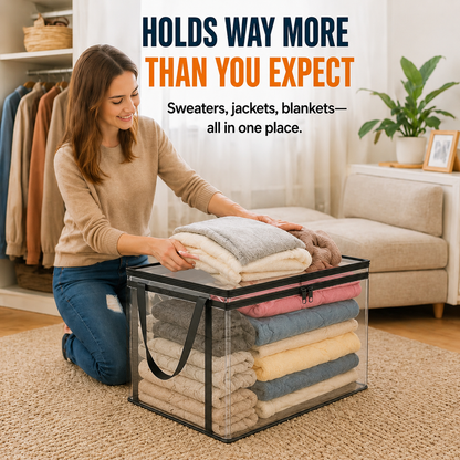 🎁Large Clear Storage Bag 🧺 – Spacious Organizer for Blankets, Clothes & More