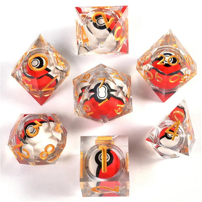 🎲Rotating Eye DND Dice Set – 7-Piece Liquid Core Polyhedral Dice