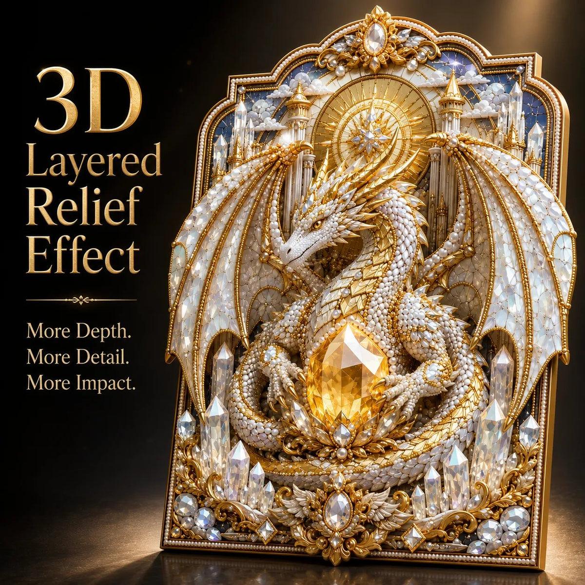🐉💎3D Lager På Lager Drake Diamantmålningskit, 5 Stilar Fantasykristall